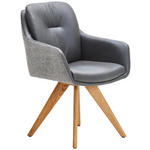 ARMLEHNSTUHL in Holz, Textil, Leder Anthrazit, Grau, Wildeiche  - Wildeiche/Anthrazit, Design, Leder/Holz (62/90/65cm) - Waldwelt