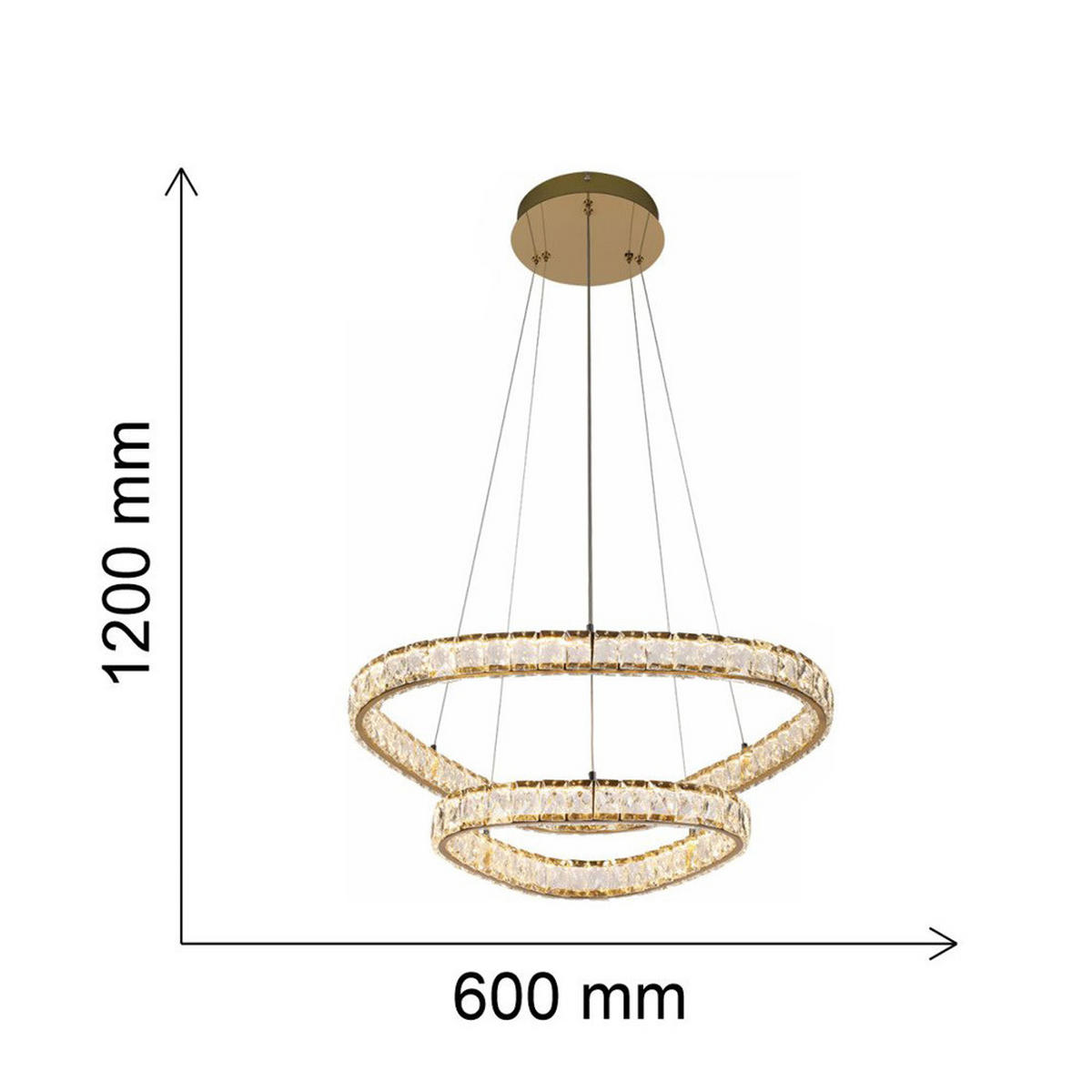 LED FÜGGESZTÉK - aranyszínű/átlátszó, Basics, üveg/fém (120/60/60cm)