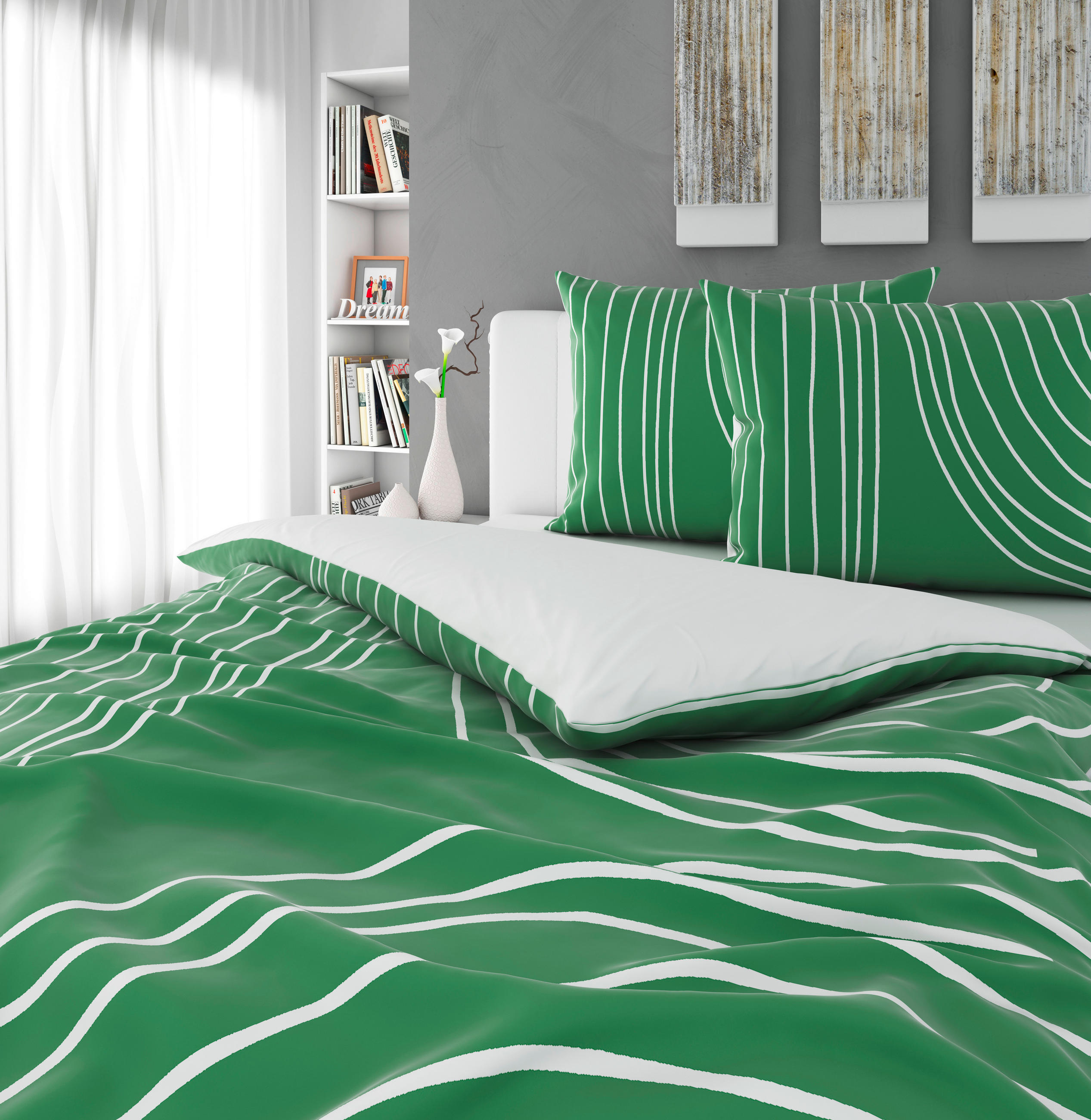POSTELJINA SA DVA LICA EMERALD 200/200 cm saten žad zelena  - žad zelena, Konvencionalno, tekstil (200/200cm) - Esposa