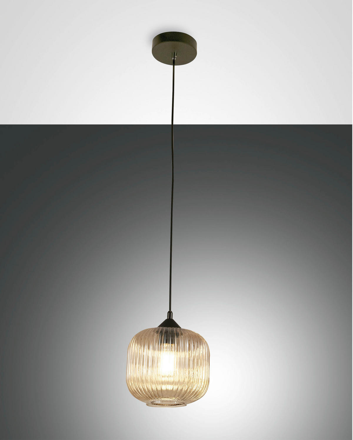 PENDELLEUCHTE Dock 20/200 cm   - Schwarz, Design, Glas/Metall (20/200cm) - Fabas Luce