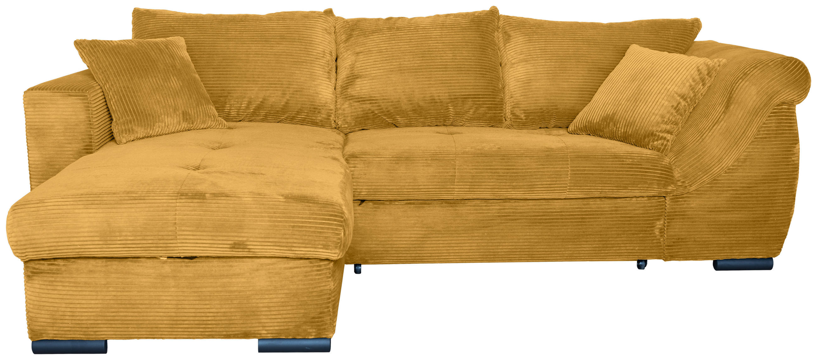 ECKSOFA Senfgelb Cord  - Senfgelb/Schwarz, KONVENTIONELL, Textil/Metall (168/258cm) - Carryhome