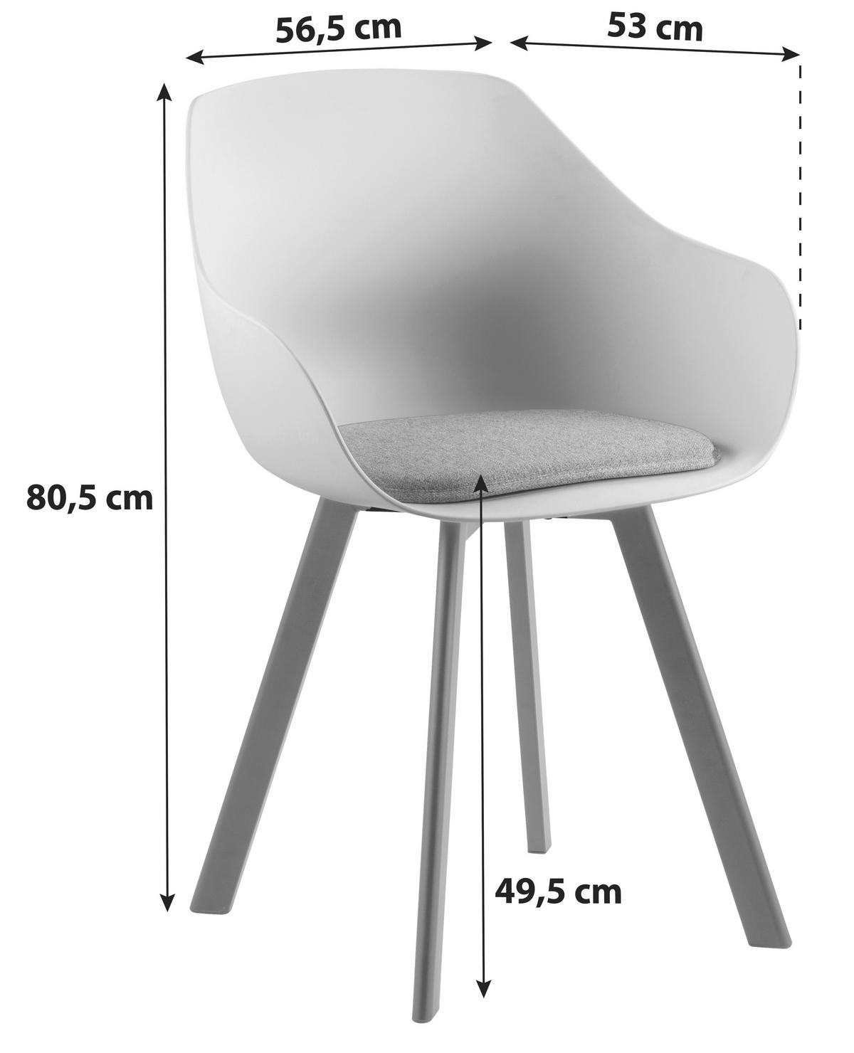 STOLICA S NASLONOM ZA RUKE  bijela, boje hrasta, svijetlo siva  drvo, plastika, tekstil      - bijela/siva, Konvencionalno, drvo/tekstil (56,5/80,5/53cm) - Carryhome