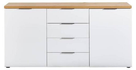 SIDEBOARD Weiß, Eichefarben Oberplatte, Einlegeböden  - Eichefarben/Alufarben, Design, Holzwerkstoff/Kunststoff (180/89/43cm) - Xora