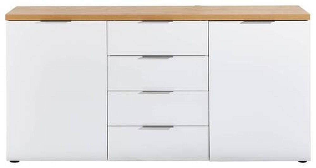 KOMODA   180/89/43 cm   bijela, boje hrasta  - bijela/boje hrasta, Design, drvni materijal/metal (180/89/43cm) - Voleo