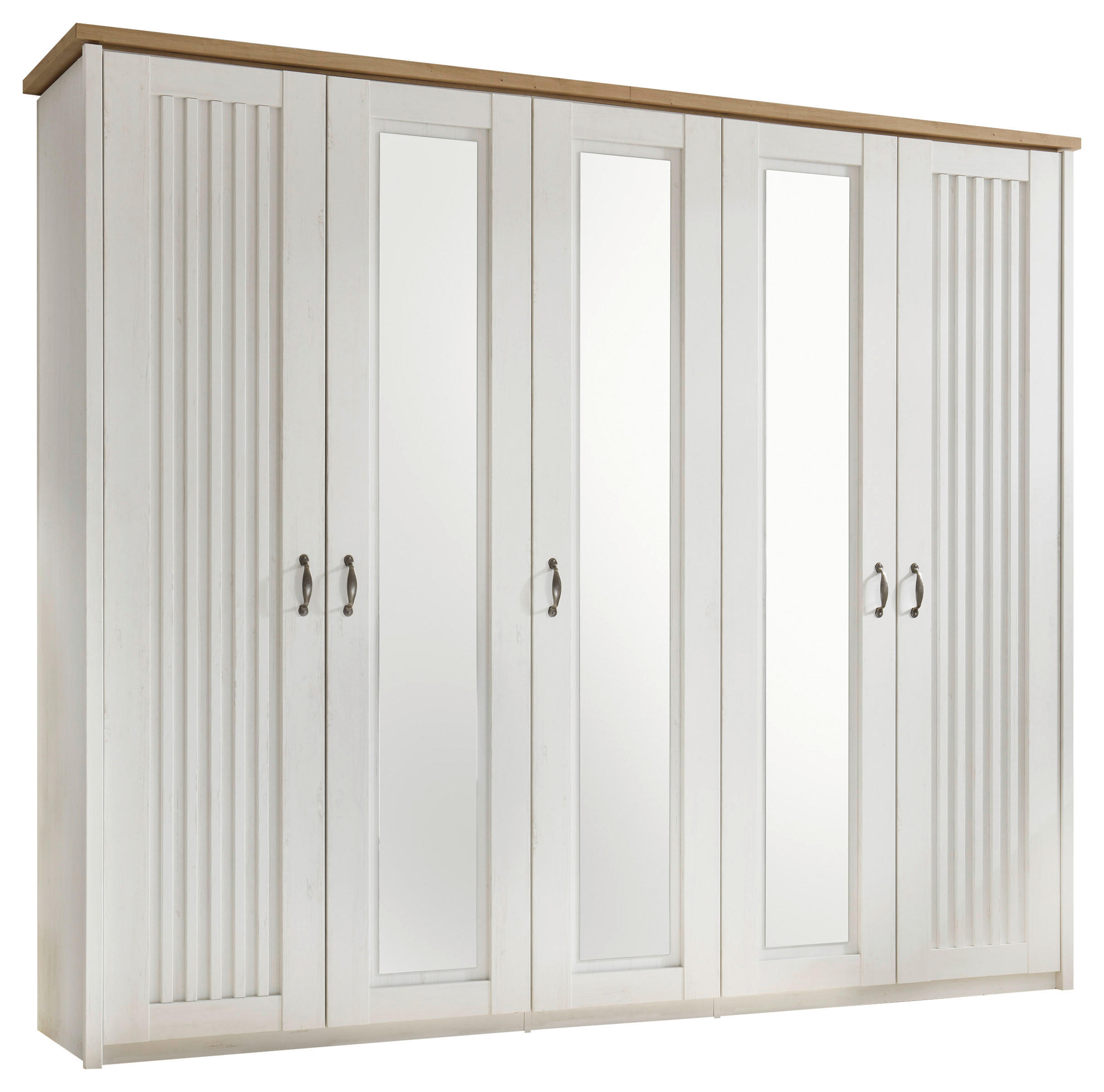 DREHTÜRENSCHRANK in Weiss, Eichefarben  - Weiss/Eichefarben, Lifestyle, Holzwerkstoff/Metall (265/224/60cm) - MID.YOU