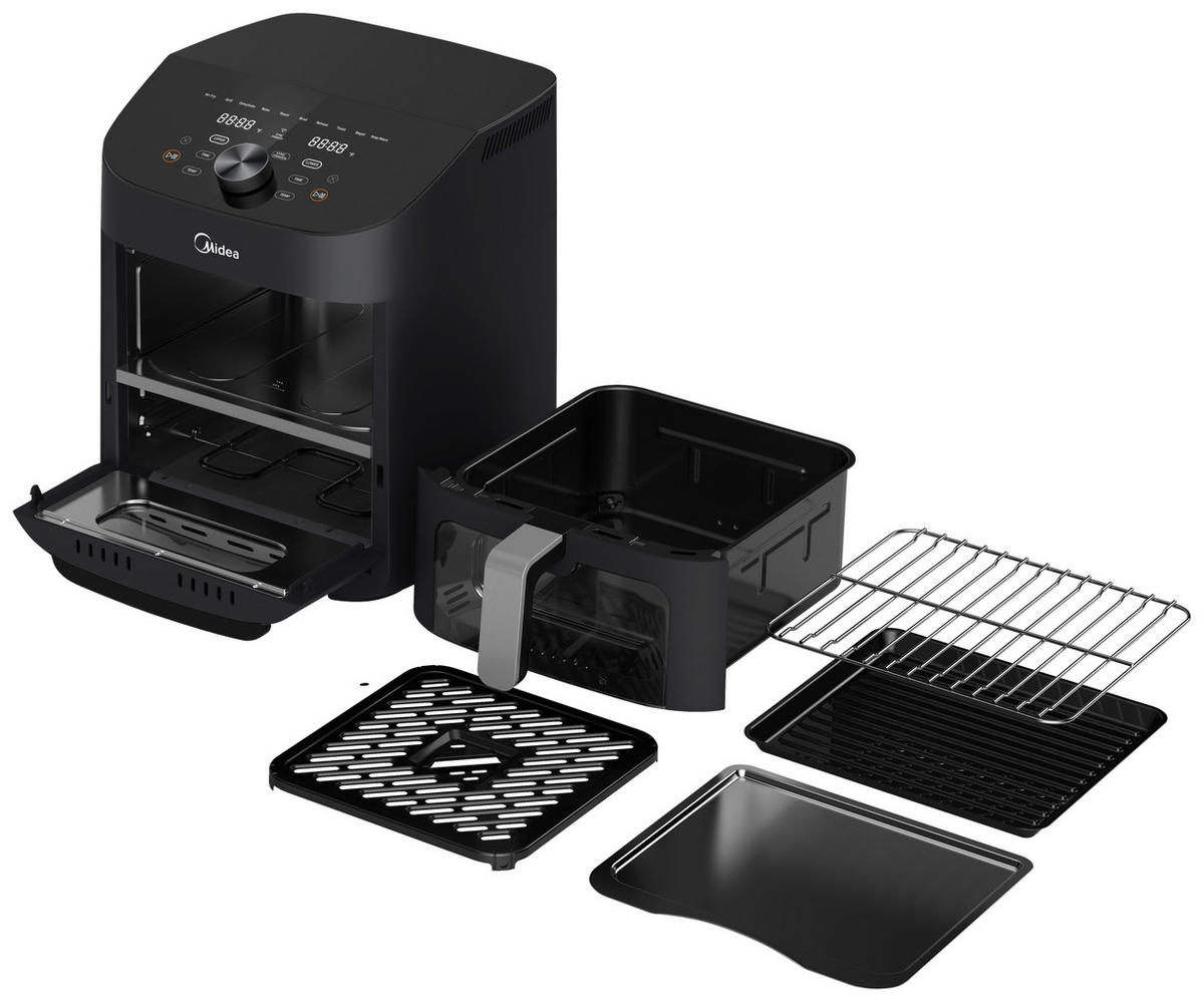 HEIßLUFTFRITTEUSE Airfryer MAD1100DADK 6,4 + 4,4 L  - Silberfarben/Schwarz, Basics, Kunststoff/Metall (42,5/40,5/32,5cm) - Midea