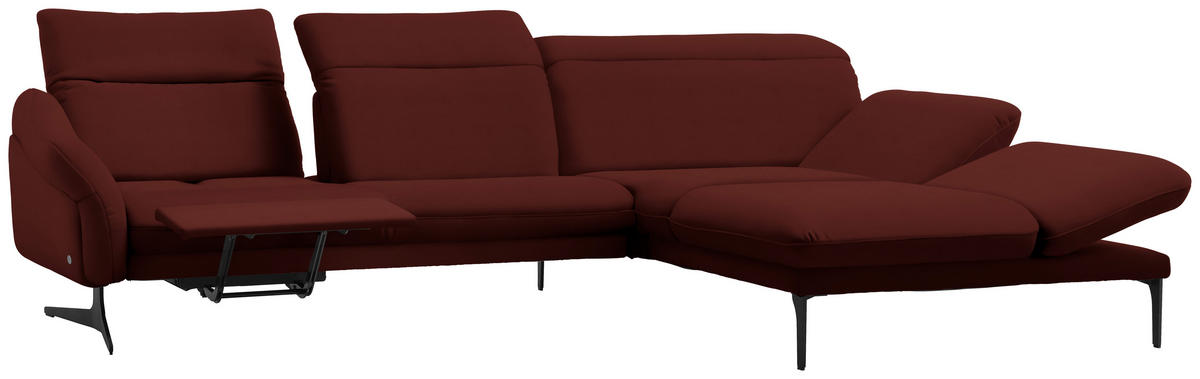 ECKSOFA Dunkelrot Echtleder  - Anthrazit/Dunkelrot, Design, Leder/Metall (299/203cm) - Himolla