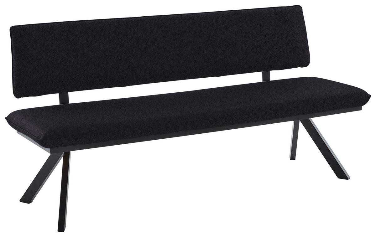 SITZBANK 180/86,5/60 cm  in Anthrazit, Schwarz  - Anthrazit/Schwarz, Design, Textil/Metall (180/86,5/60cm) - Cantus