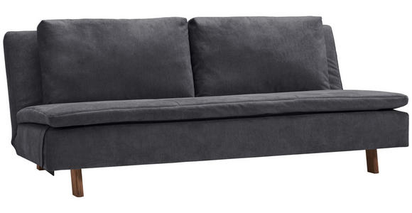 SCHLAFSOFA Flachgewebe Graublau - Graublau/Eichefarben, KONVENTIONELL, Holz/Textil (205/85/98cm) - Carryhome