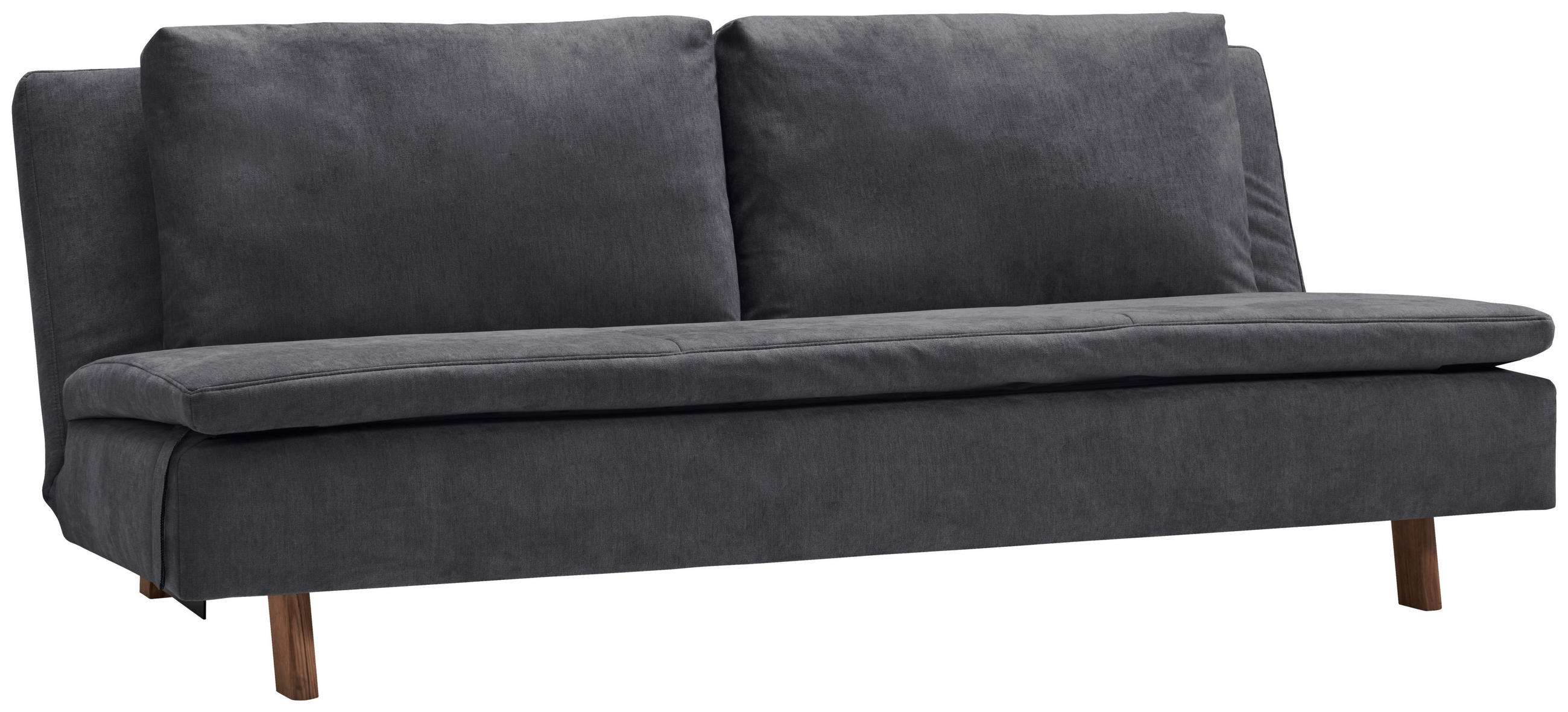SCHLAFSOFA Flachgewebe Graublau - Graublau/Eichefarben, KONVENTIONELL, Holz/Textil (205/85/98cm) - Carryhome