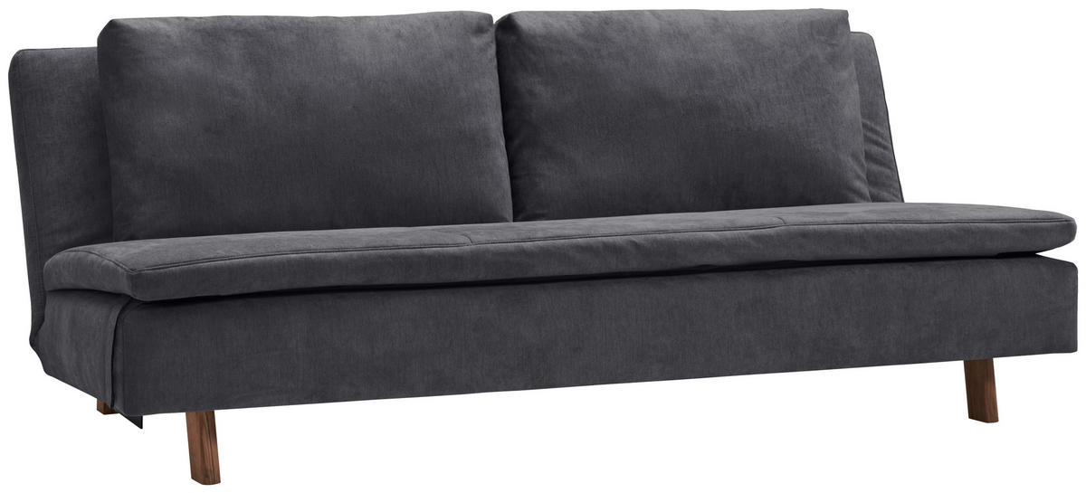 SCHLAFSOFA Flachgewebe Graublau  - Graublau/Eichefarben, KONVENTIONELL, Holz/Textil (205/85/98cm) - Carryhome