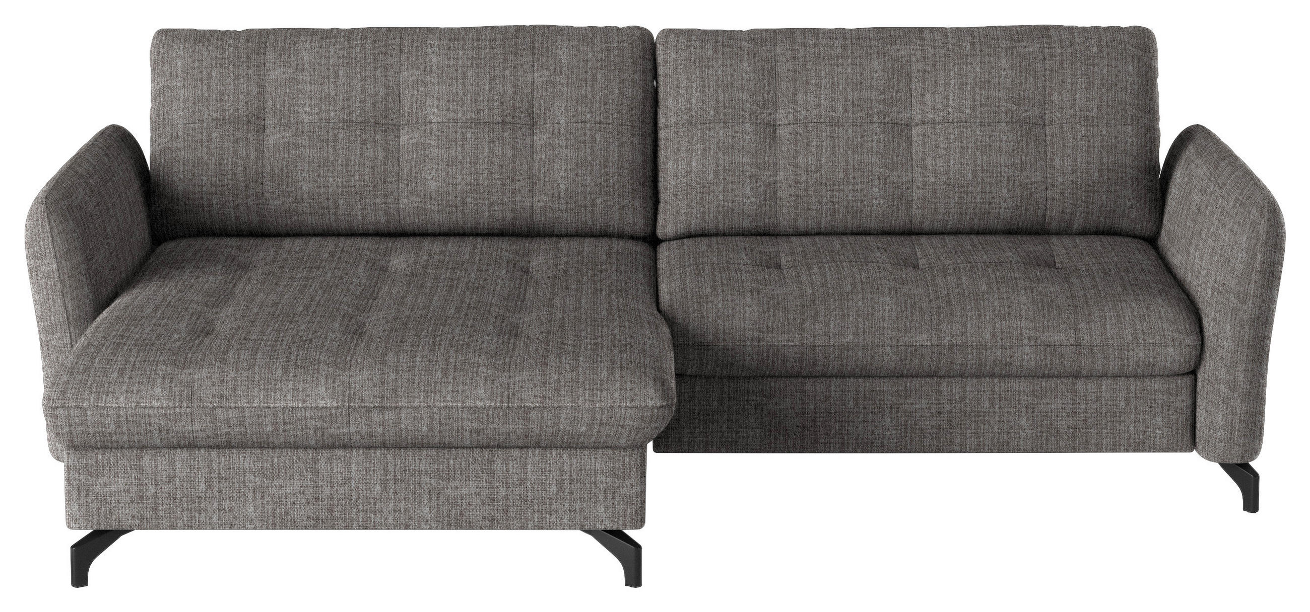 ECKSOFA in Flachgewebe, Leinenoptik Taupe  - Taupe/Schwarz, Design, Textil/Metall (170/242cm) - Xora
