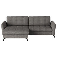 ECKSOFA in Flachgewebe, Leinenoptik Taupe  - Taupe/Schwarz, Design, Textil/Metall (170/242cm) - Xora