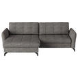 ECKSOFA in Flachgewebe, Leinenoptik Taupe  - Taupe/Schwarz, Design, Textil/Metall (170/242cm) - Xora