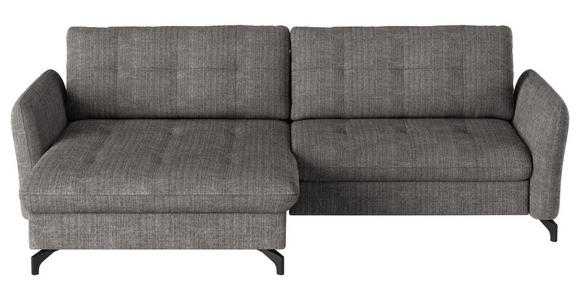 ECKSOFA in Flachgewebe, Leinenoptik Taupe  - Taupe/Schwarz, Design, Textil/Metall (170/242cm) - Xora