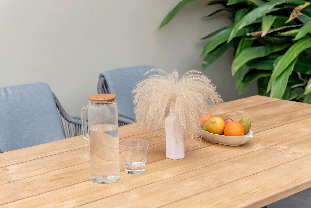 GARTENTISCH Holz, Metall Anthrazit, Teakfarben rechteckig  - Anthrazit/Teakfarben, MODERN, Holz/Metall (216/99/75cm) - Amatio