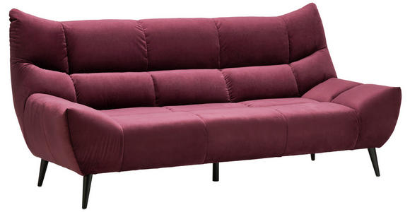 3-SITZER-SOFA Mikrofaser Weinrot  - Weinrot/Schwarz, Design, Textil/Metall (224/106/101cm) - Xora