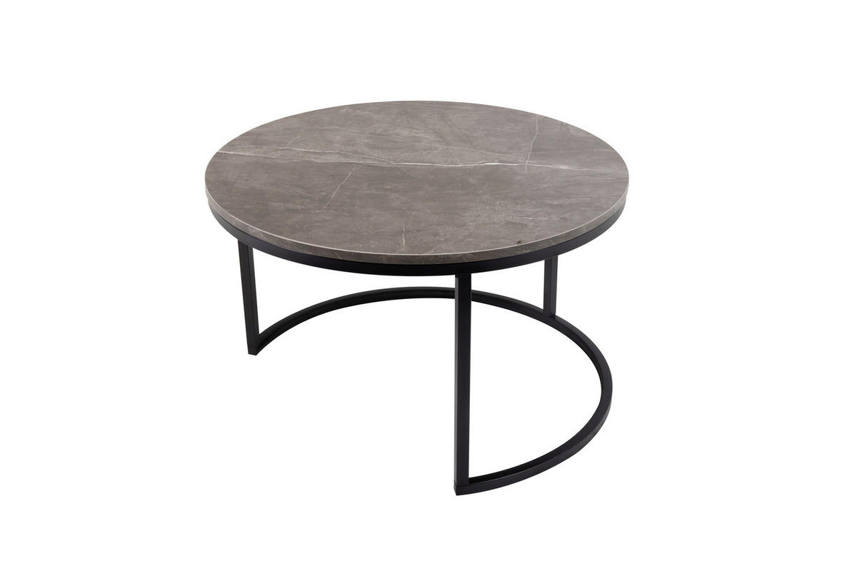 COUCHTISCHSET 50-70/50-70/38-42 cm rund Grau, Multicolor, Schwarz ausziehbar, einfacher Aufbau, individuell kombinierbar  - Multicolor/Schwarz, Design, Holzwerkstoff/Metall (50-70/50-70/38-42cm) - MID.YOU