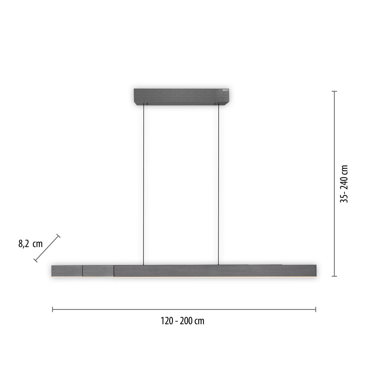 LED-HÄNGELEUCHTE 200/8,2/240 cm    - Hellgrau, Design, Kunststoff/Metall (200/8,2/240cm) - Neuhaus PURE