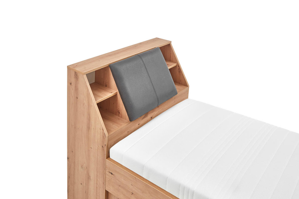 POSTEĽ S ÚLOŽNÝM PRIESTOROM, 90/200 cm dub artisan - sivá/dub artisan, Konventionell, kompozitné drevo/textil (90/200cm) - Carryhome