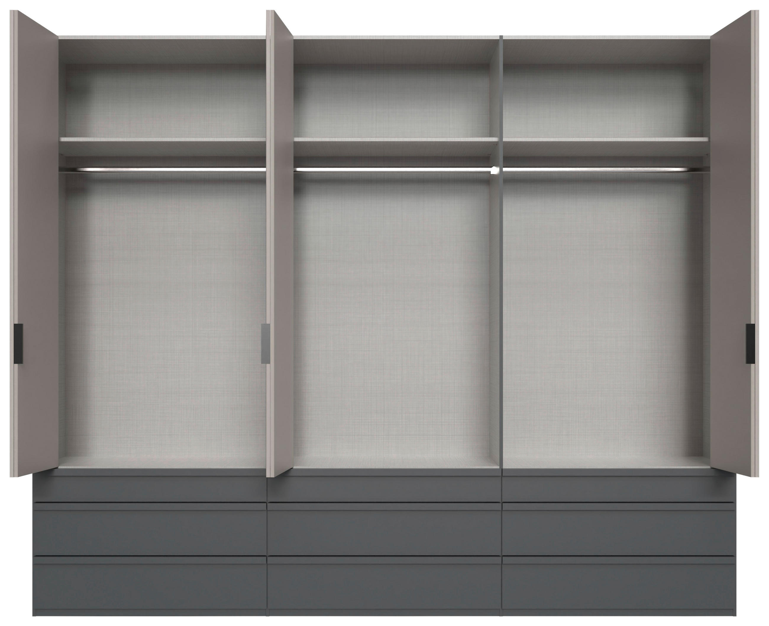 FALTTÜRENSCHRANK 300/236/58 cm 3-türig Graphitfarben, Grau, Sahara  - Schwarz/Graphitfarben, Design, Glas/Holzwerkstoff (300/236/58cm) - Boxxx