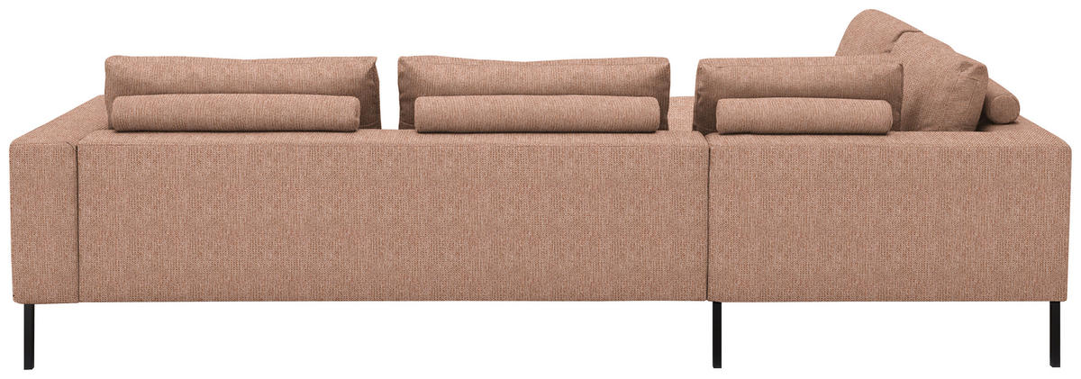 ECKSOFA Flachgewebe Aprikose  - Aprikose/Schwarz, Design, Textil/Metall (270/308cm) - Pure Home Lifestyle