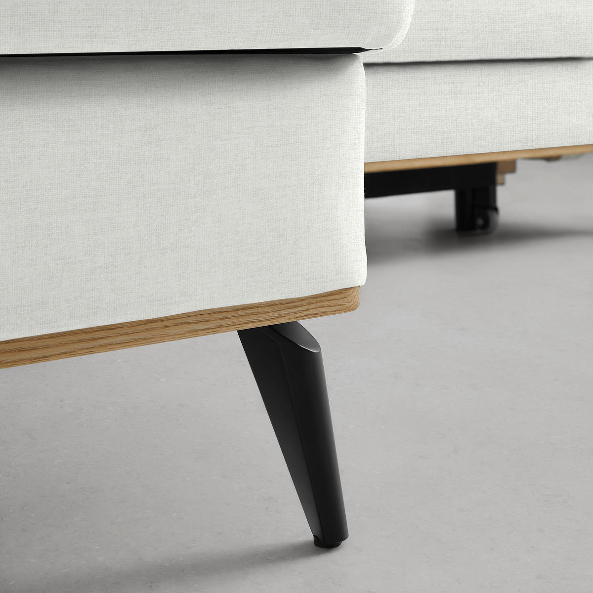 ECKSOFA Chenille Creme  - Creme/Schwarz, Konventionell, Holz/Textil (167/87/234cm) - MID.YOU