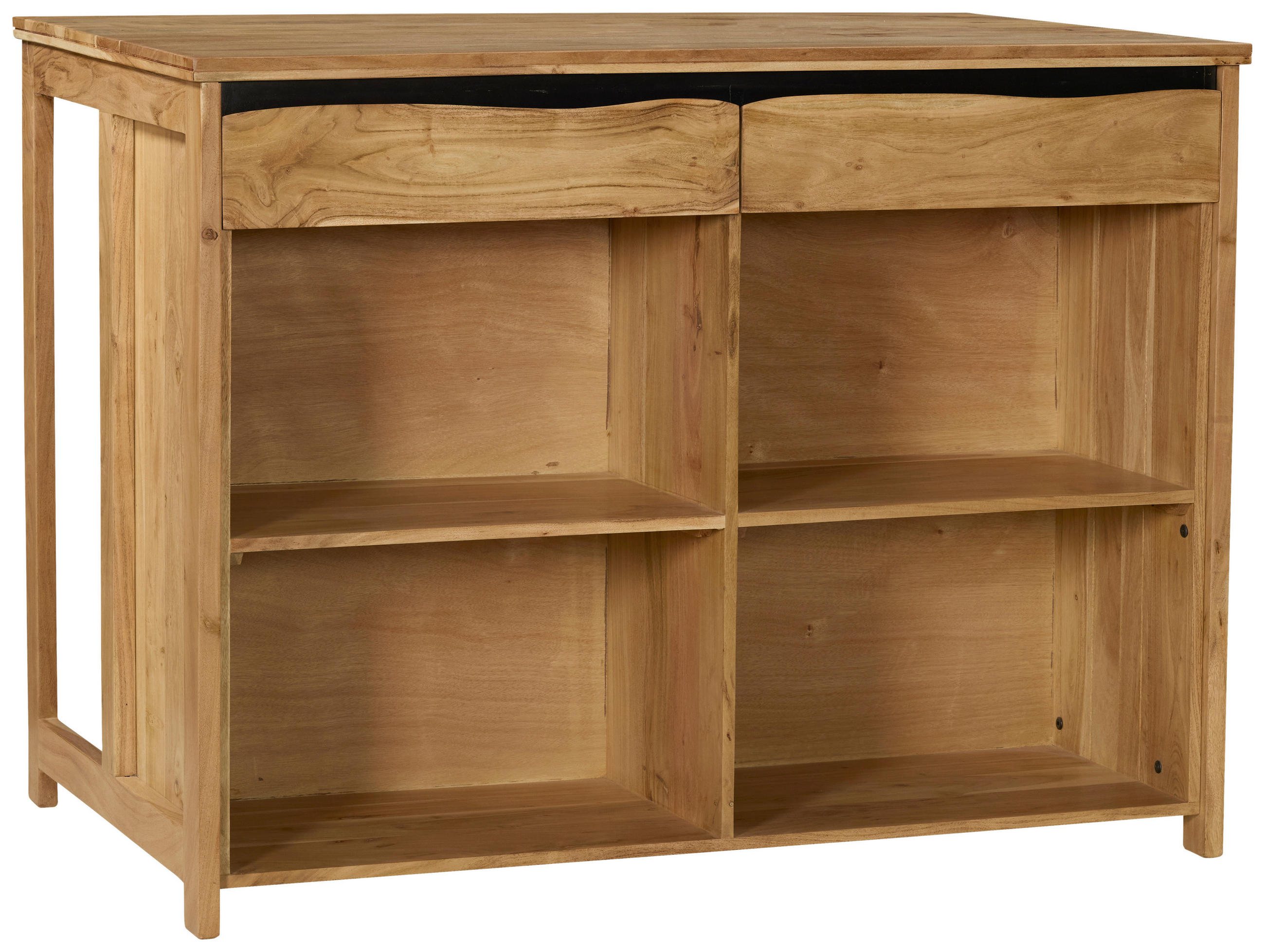 KÜCHENINSEL 125/94/80 cm  in Schwarz, Akaziefarben  - Schwarz/Akaziefarben, Natur, Holz (125/94/80cm) - Livetastic