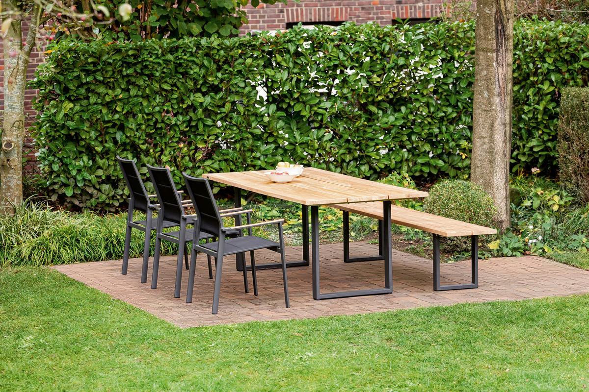 GARTENBANK 160/46/40 cm  in Teakfarben  - Anthrazit/Teakfarben, Design, Holz/Metall (160/46/40cm)