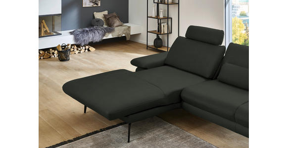 ECKSOFA in Echtleder Dunkelgrün 180/310 cm - Dunkelgrün/Schwarz, Design, Leder/Metall (180/310cm) - Dieter Knoll