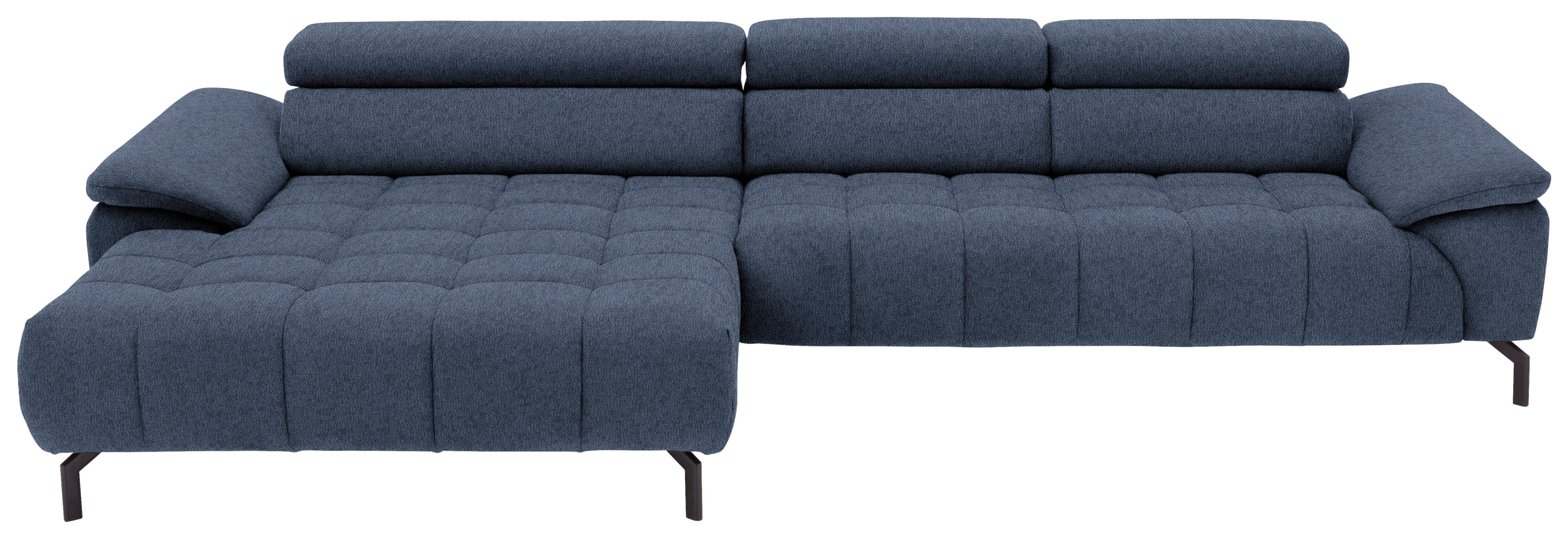 ECKSOFA in Webstoff Blau  - Blau/Schwarz, Design, Textil/Metall (190/329cm) - Beldomo Style