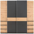 KLEIDERSCHRANK  in Graphitfarben, Eiche Artisan  - Silberfarben/Graphitfarben, KONVENTIONELL, Holzwerkstoff/Kunststoff (215/211/60cm) - Carryhome