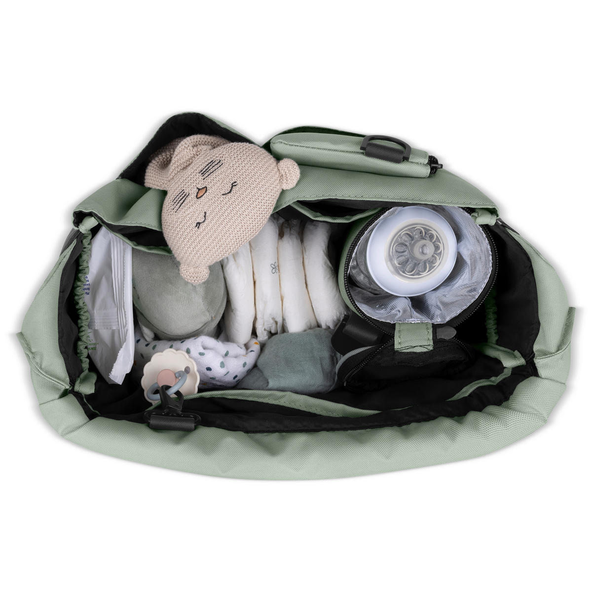 KINDERWAGENSET  Salsa 5 Air Set  Pine  - Pastellgrün/Schwarz, Basics, Textil/Metall (63/118/95,5cm) - ABC Design