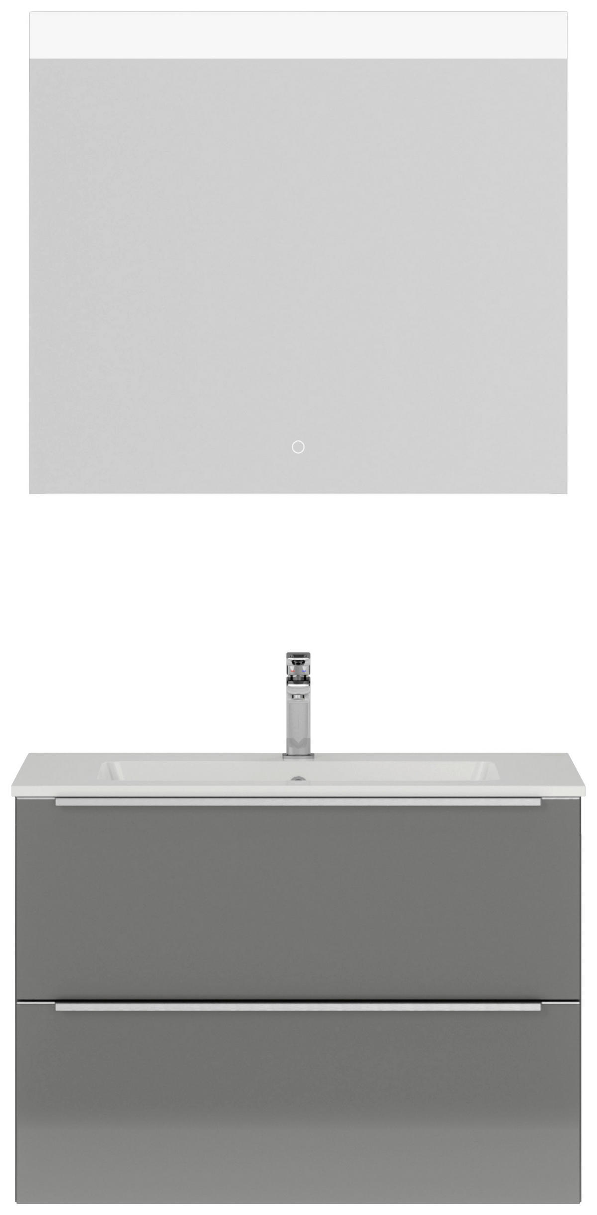 BADEZIMMER 3-teilig  in 81 cm  - Schieferfarben/Edelstahlfarben, MODERN, Holzwerkstoff/Stein (81cm) - Nobilia