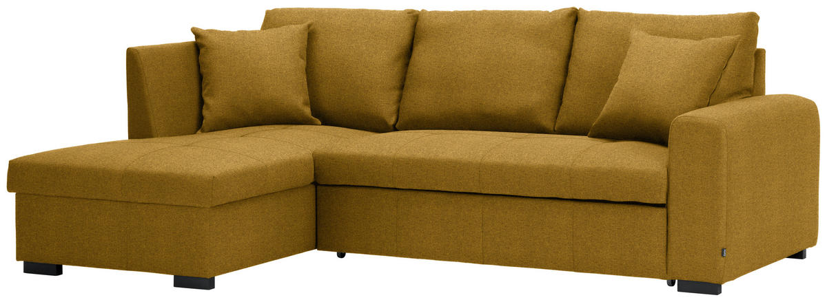 ECKSOFA in Webstoff Dunkelgelb  - Dunkelgelb/Schwarz, Design, Kunststoff/Textil (158/238cm) - Livetastic