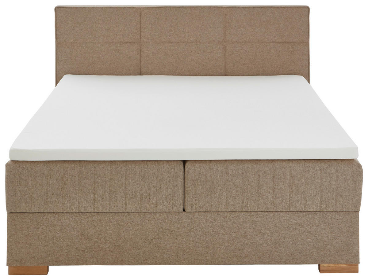 BOXSPRINGBETT 180/200 cm  in Taupe  - Taupe/Eichefarben, KONVENTIONELL, Holz/Textil (180/200cm) - Boxxx