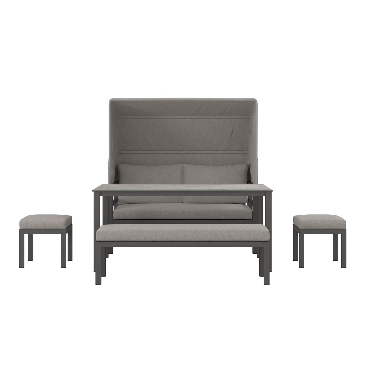 DINING-LOUNGESET  5-teilig  - Anthrazit/Grau, Modern, Glas/Textil - Ambia Garden