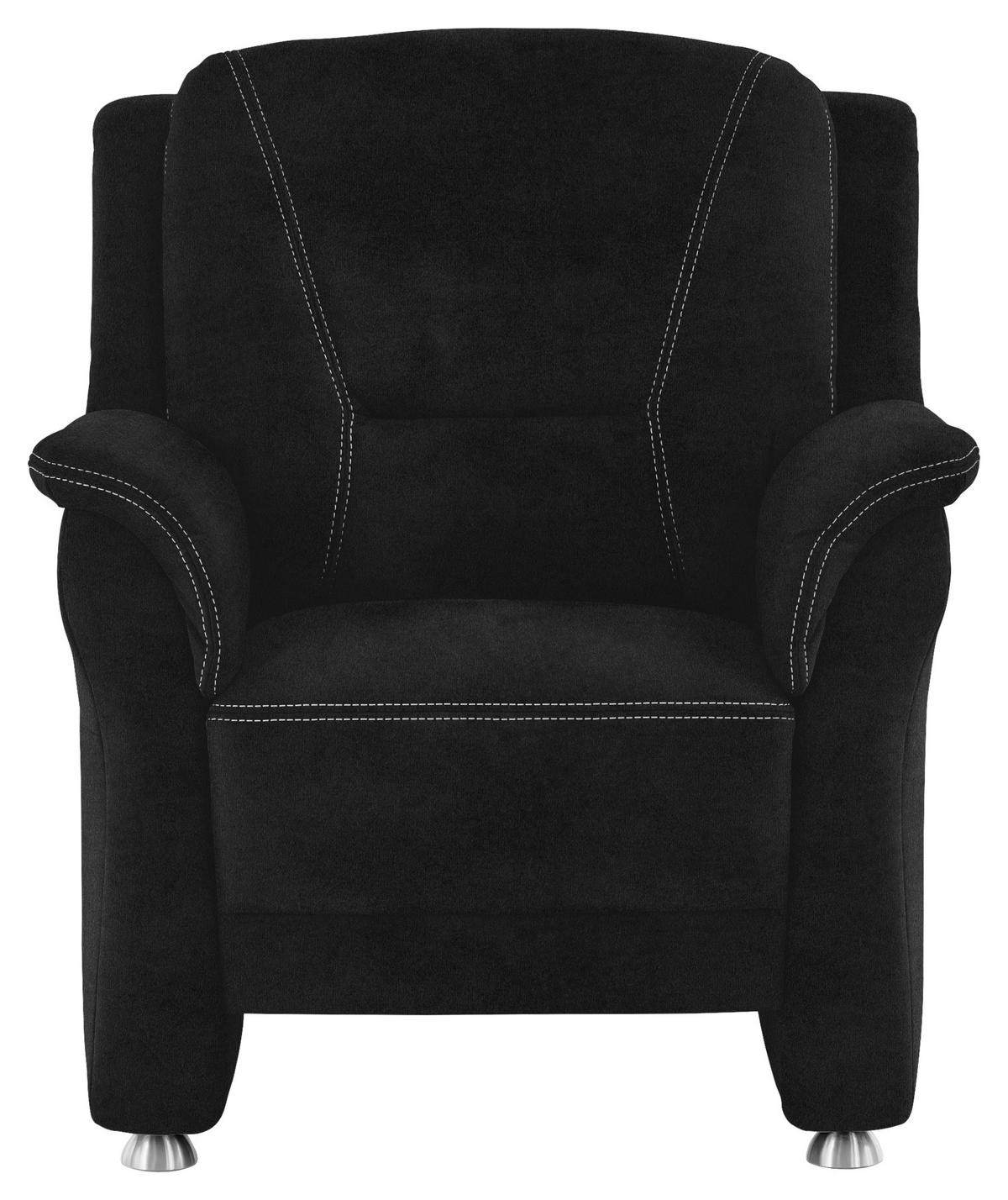 FAUTEUIL in Mikrofaser Schwarz  - Beige/Alufarben, Konventionell, Textil/Metall (90/100/89cm) - Beldomo Comfort