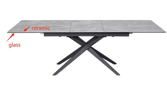 ESSTISCH in Metall, Glas, Keramik 180-230/90/76 cm - Schwarz/Grau, Design, Glas/Keramik (180-230/90/76cm) - Novel