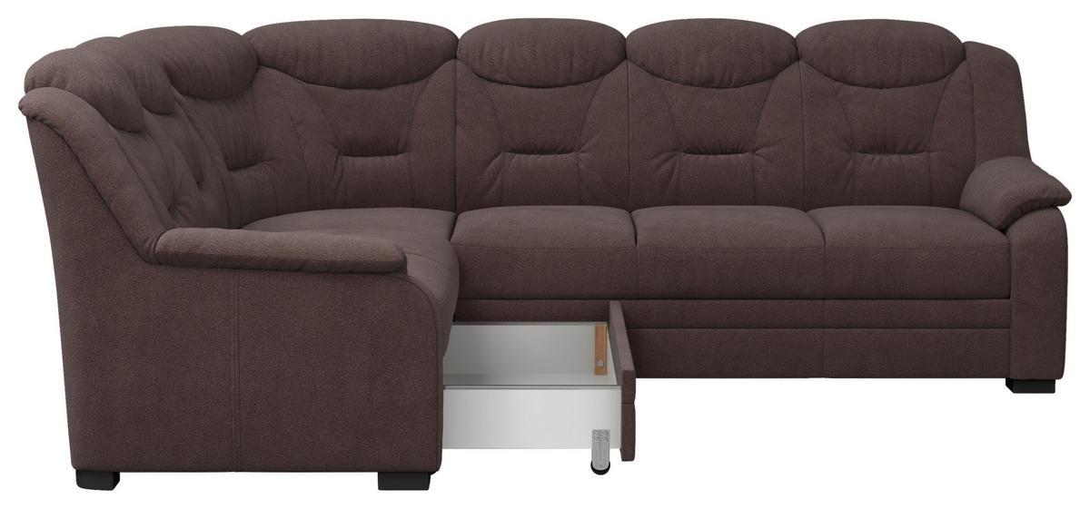 ECKSOFA Chenille Braun  - Schwarz/Braun, Basics, Kunststoff/Textil (211/263cm) - MID.YOU