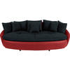 MEGASOFA in Lederlook, Mikrofaser Rot, Schwarz  - Rot/Schwarz, Lifestyle, Textil (238/80/140cm) - MID.YOU