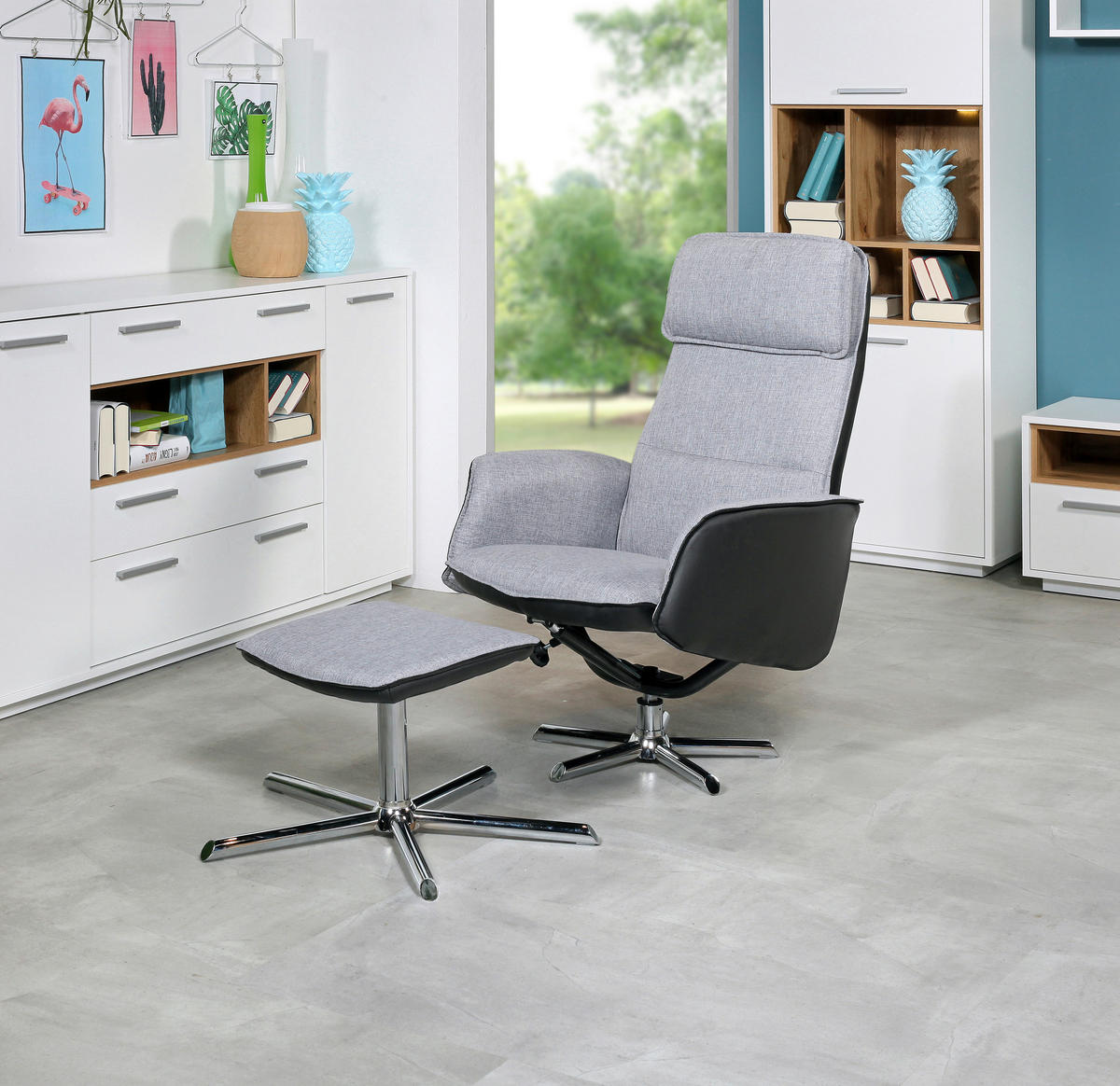 POČIVALNIK,  siva, črna kovina, umetna masa - siva/črna, Basics, kovina/umetna masa (67/100-91/80-106cm) - Cantus