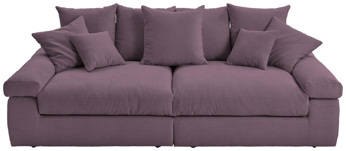 BIGSOFA in Cord Lila  - Lila/Schwarz, Design, Kunststoff/Textil (260/90/140cm) - Ambia Home