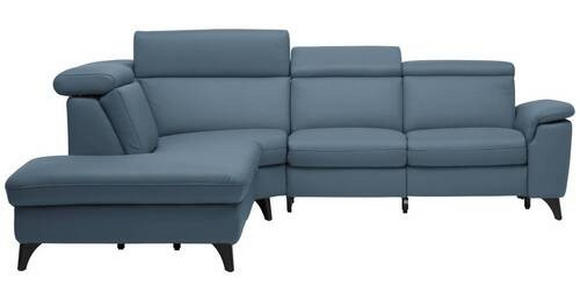 ECKSOFA in Echtleder Blau  - Blau/Schwarz, Design, Leder/Metall (239/289cm) - Cantus