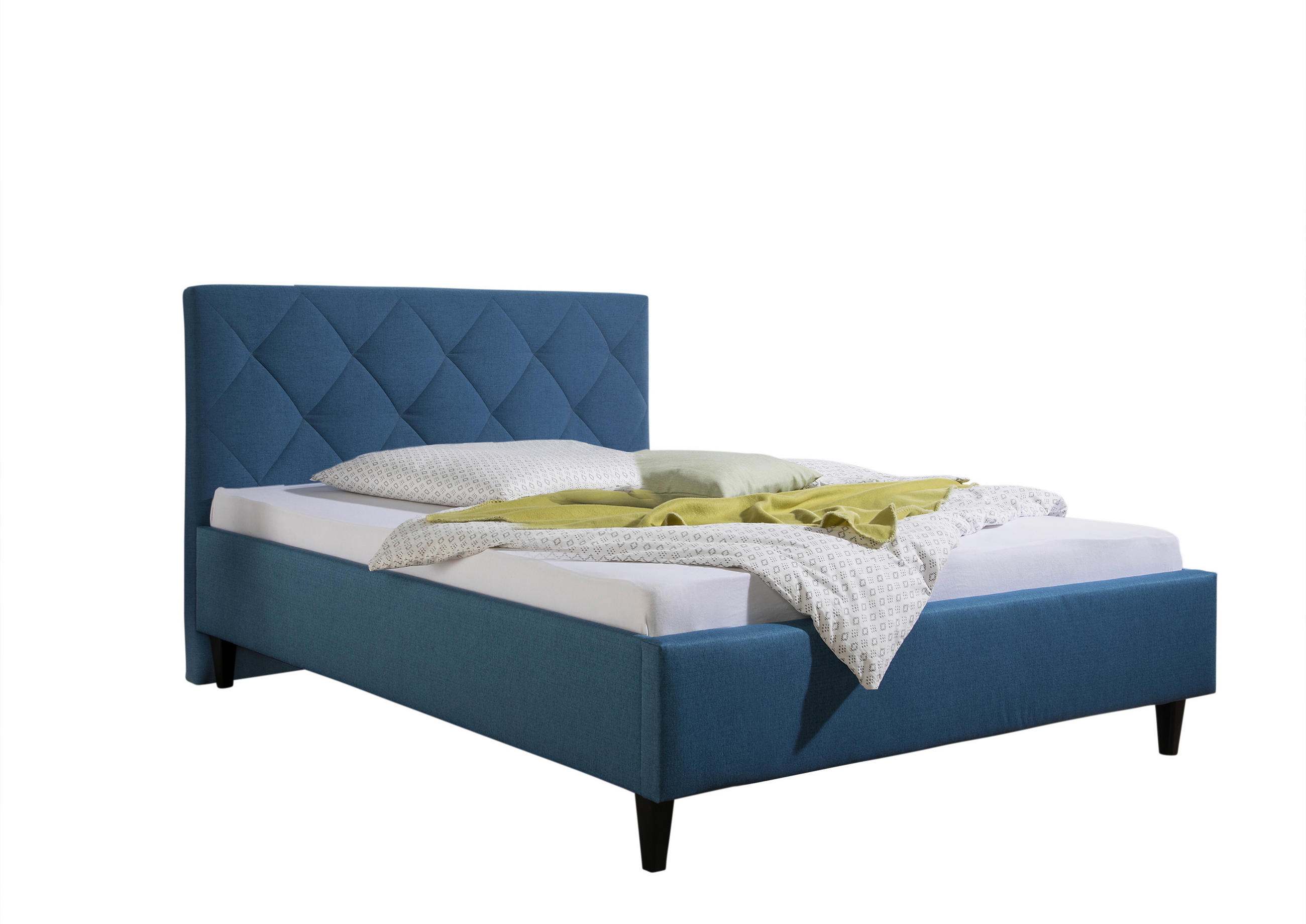 POLSTERBETT 100/200 cm,  in Blau,  - Blau/Schwarz, MODERN, Holz/Textil (100/200cm) - Livetastic