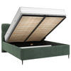 POLSTERBETT 180/200 cm, inkl. gepolstertes Kopfteil, Lattenrost,  in Grün  - Schwarz/Bronzefarben, Design, Holz/Textil (180/200cm) - Boxxx