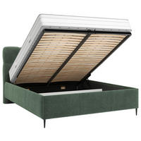POLSTERBETT 180/200 cm, inkl. gepolstertes Kopfteil, Lattenrost,  in Grün  - Schwarz/Bronzefarben, Design, Holz/Textil (180/200cm) - Boxxx