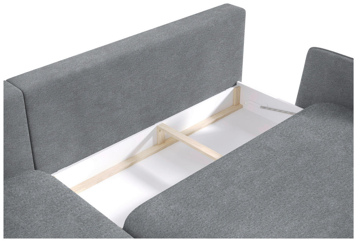 ECKSOFA in Velours Grau  167/260 cm  - Schwarz/Grau, Design, Holz/Textil (167/260cm) - Welnova