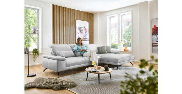 ECKSOFA in Echtleder Weiß  - Schwarz/Weiß, Design, Leder/Metall (332/193cm) - Dieter Knoll