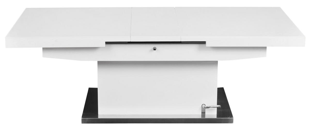 KLUBSKA MIZA, bela  - bela, Trendi, kovina/steklo (125-150/70/50-78cm) - Carryhome